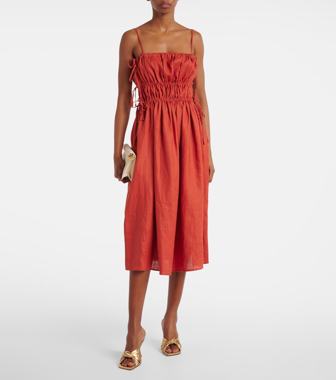 Asceno - Eze ruched linen midi dress