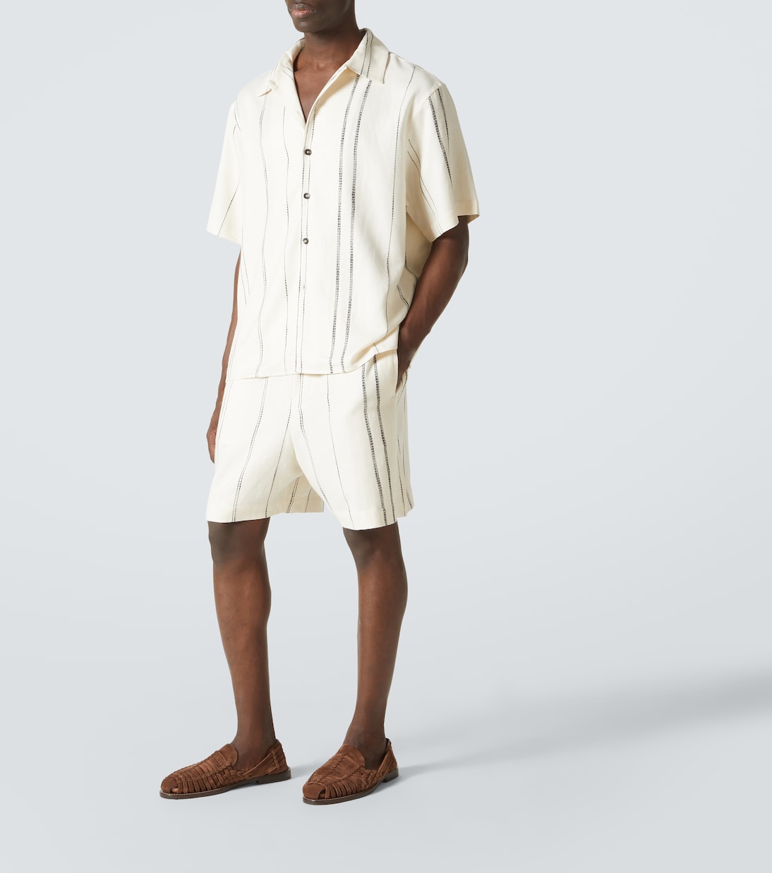 Commas - Striped linen and cotton shirt