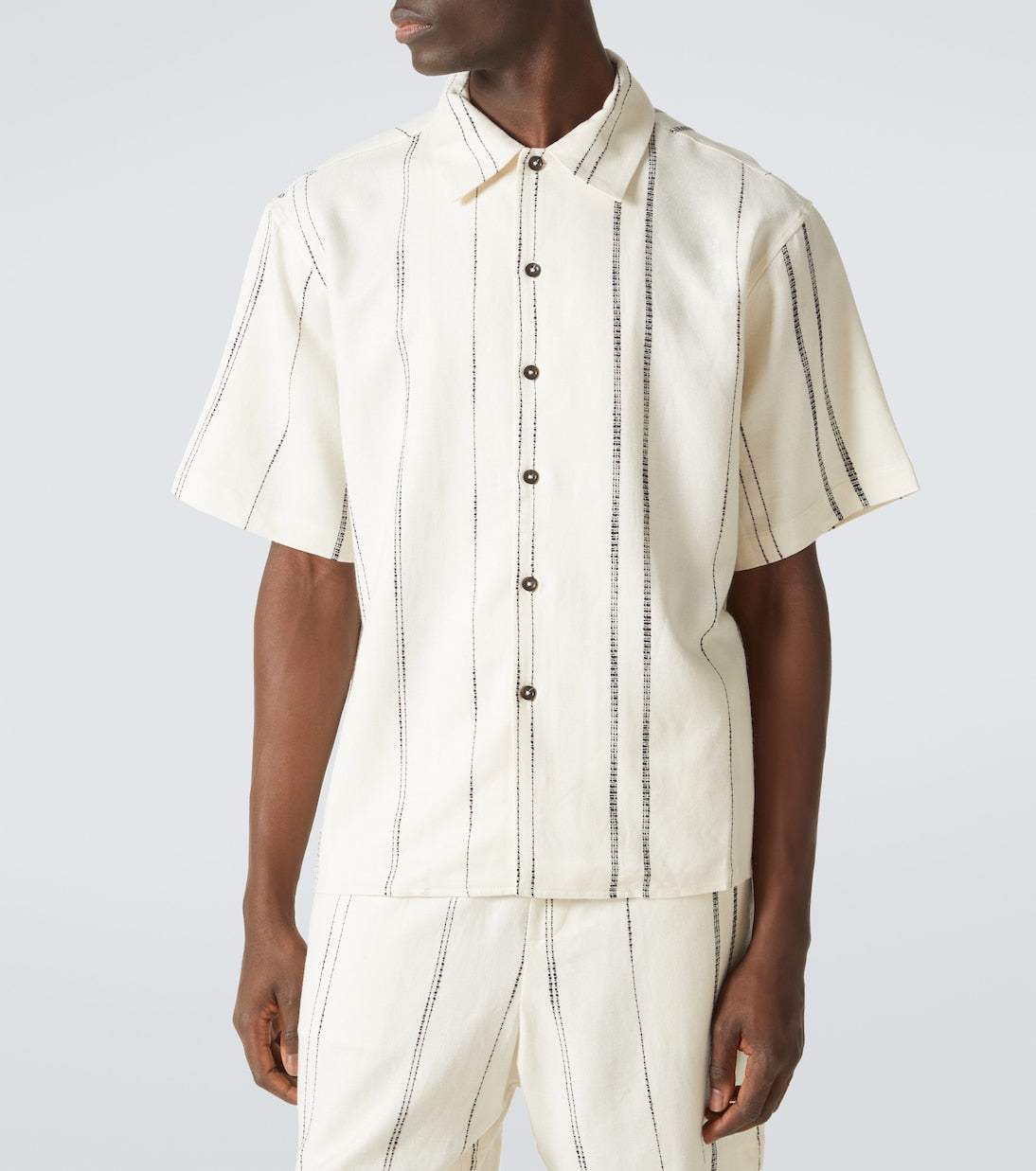 Commas - Striped linen and cotton shirt