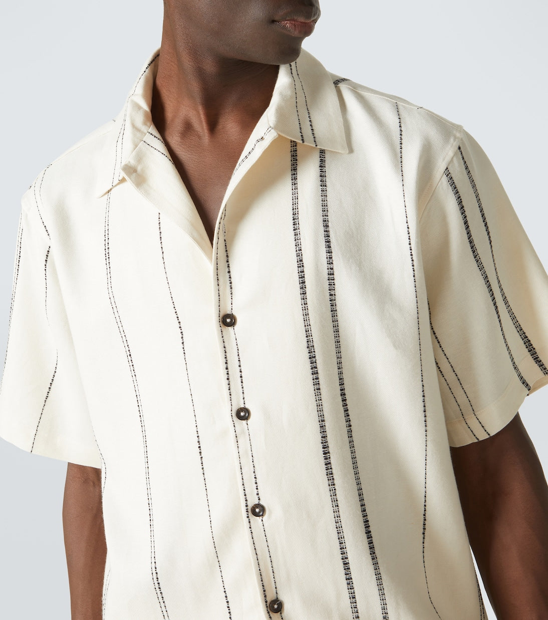 Commas - Striped linen and cotton shirt