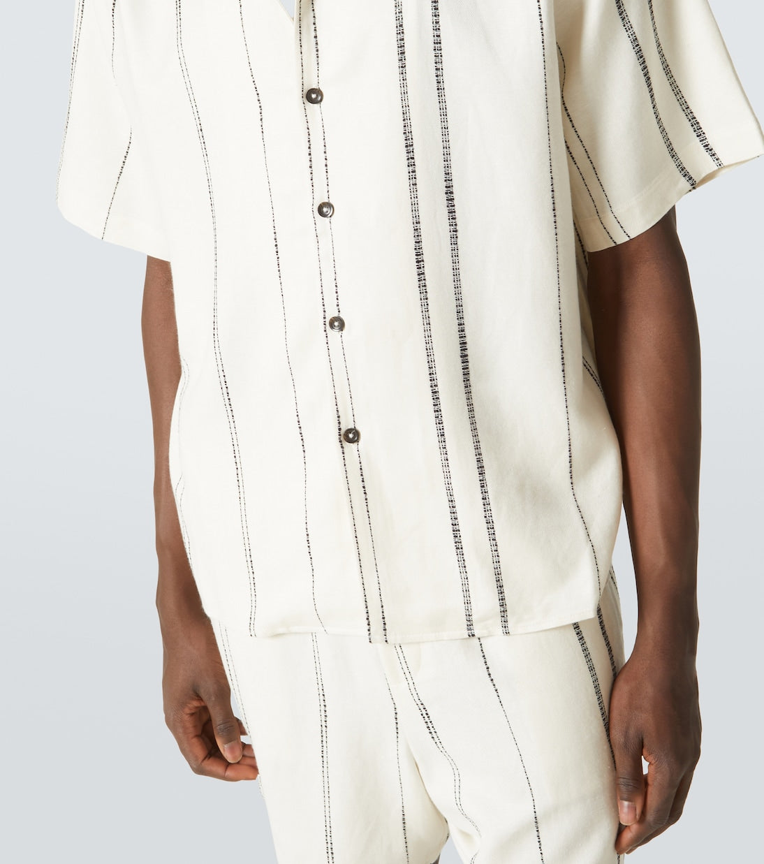 Commas - Striped linen and cotton shirt