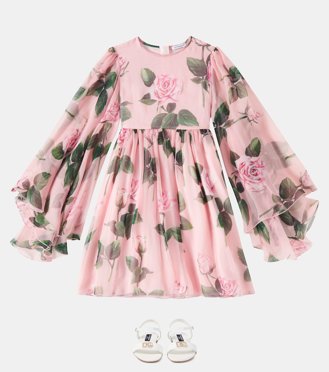 Dolce&Gabbana Kids - Floral silk chiffon dress