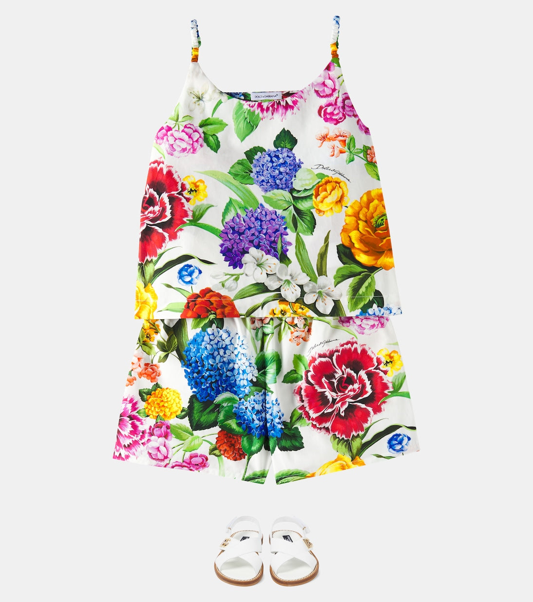 Dolce&Gabbana Kids - Floral cotton shirt and shorts set