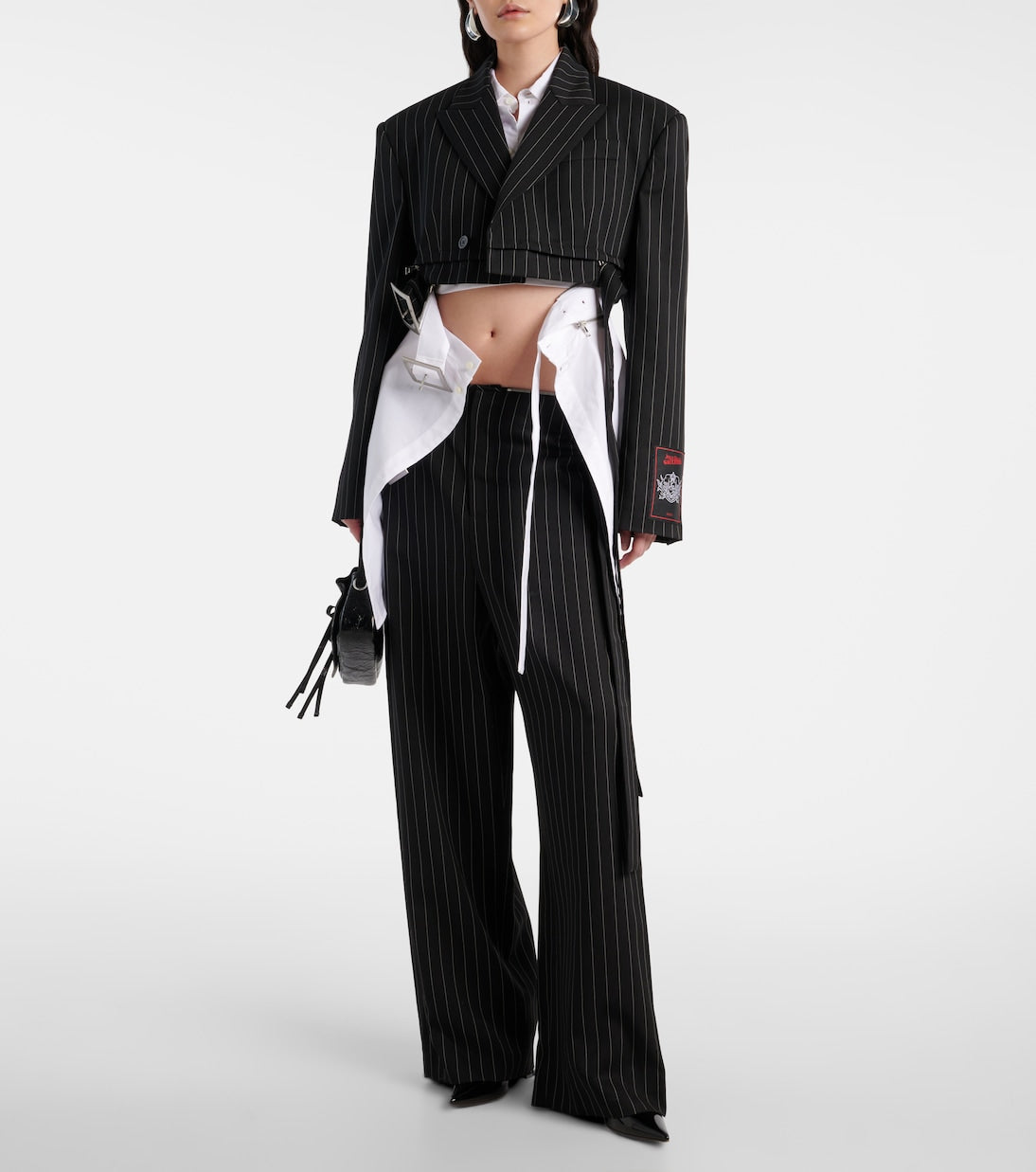 Jean Paul Gaultier - Pinstripe cropped wool blazer