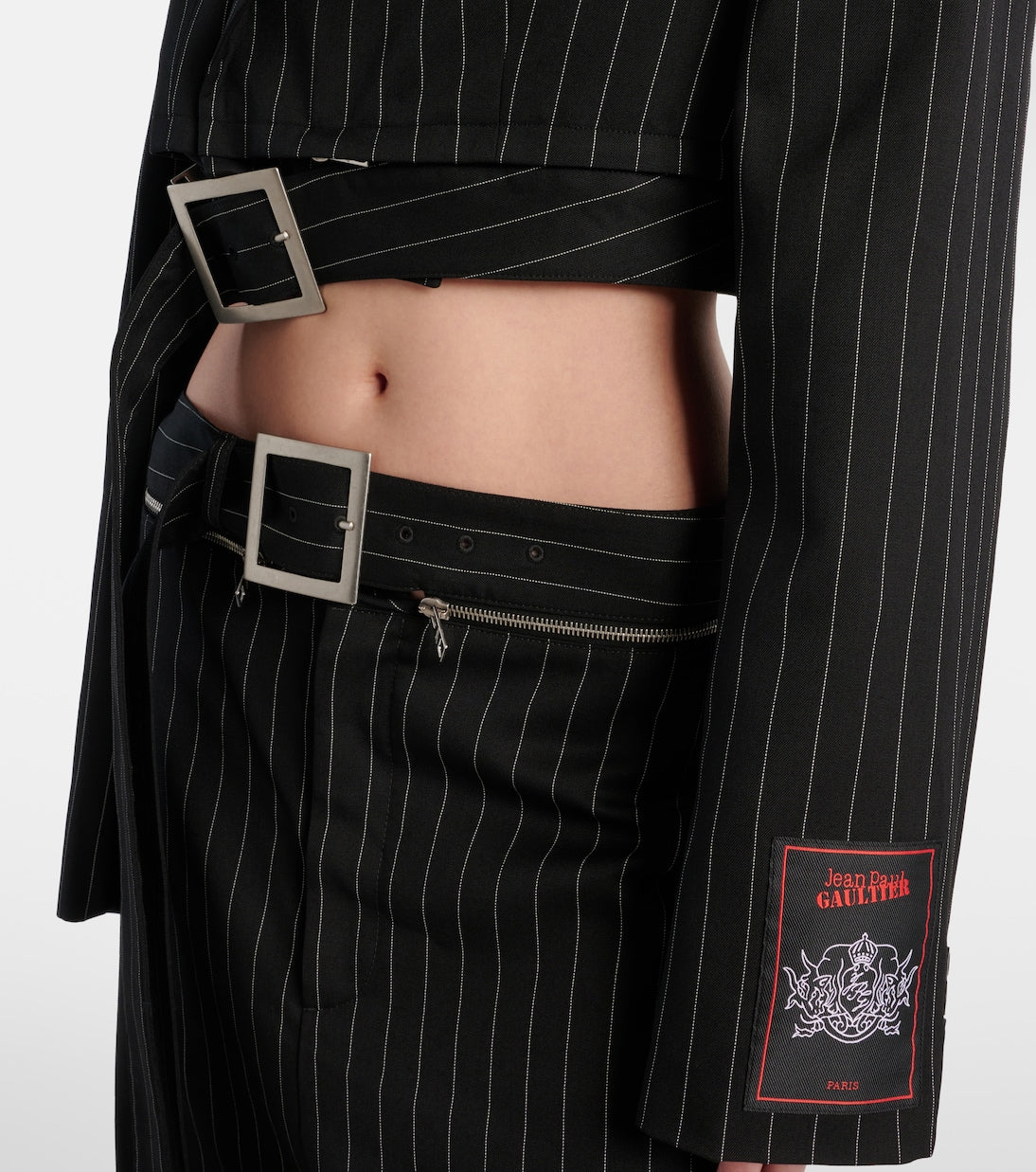 Jean Paul Gaultier - Pinstripe cropped wool blazer