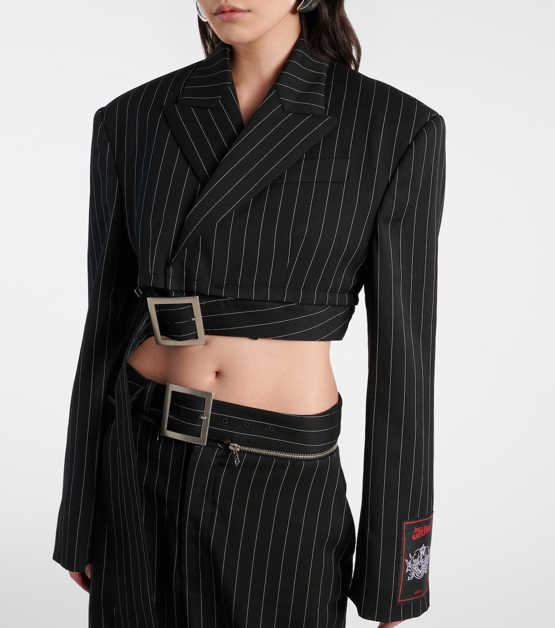 Jean Paul Gaultier - Pinstripe cropped wool blazer