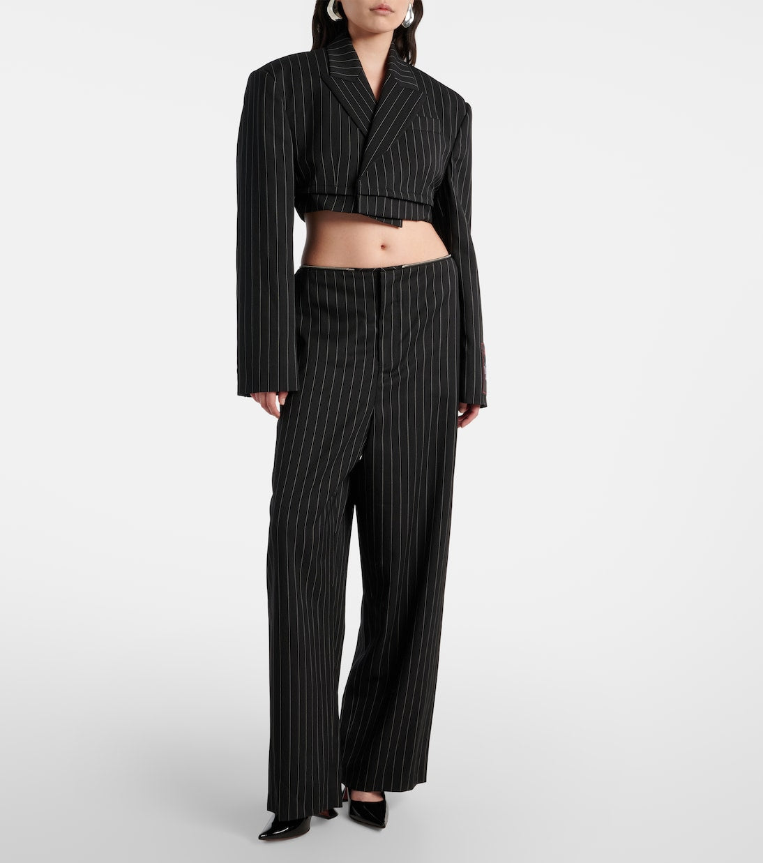 Jean Paul Gaultier - Pinstripe cropped wool blazer