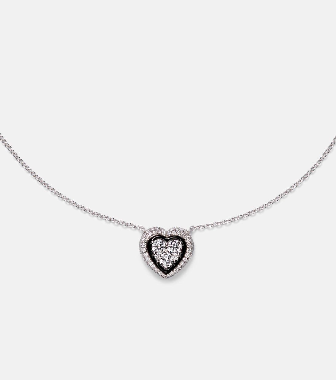 Kamyen - Heart 18kt white gold pendant necklace with diamonds