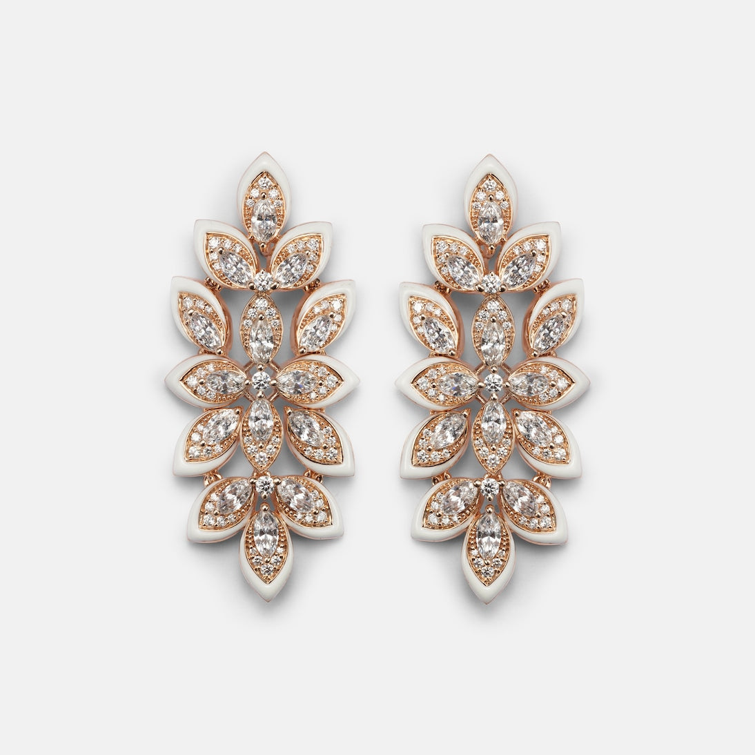 Kamyen - Lotus 18kt rose gold earrings with diamonds