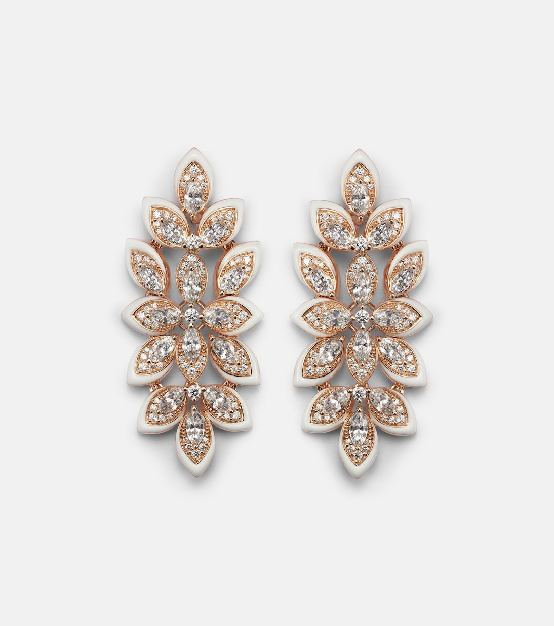 Kamyen - Lotus 18kt rose gold earrings with diamonds