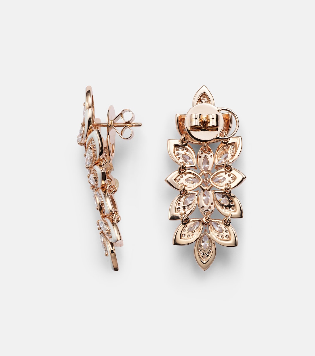 Kamyen - Lotus 18kt rose gold earrings with diamonds