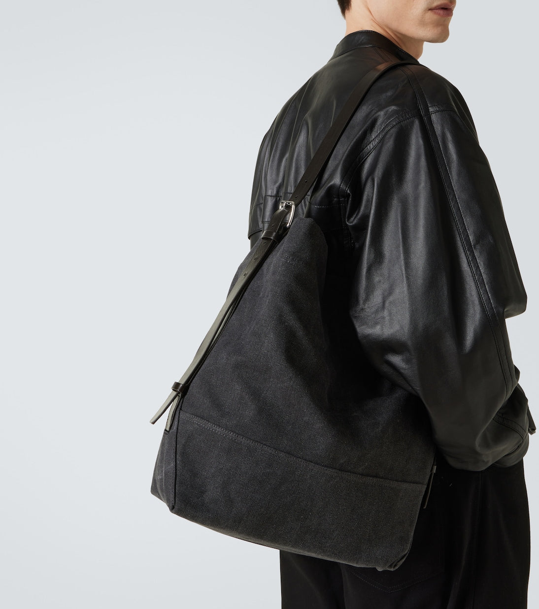 Lemaire - Leather-trimmed canvas tote bag