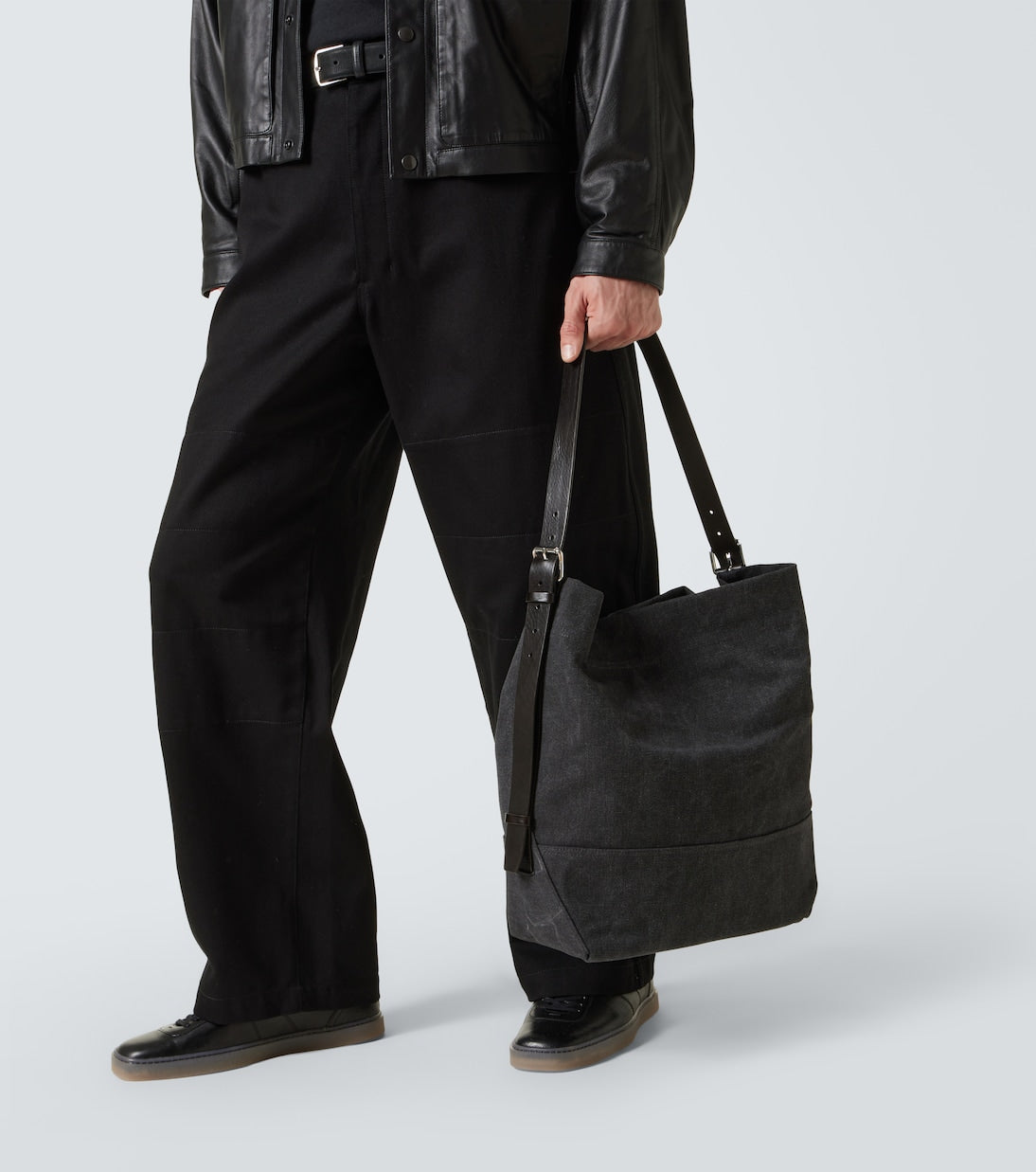 Lemaire - Leather-trimmed canvas tote bag