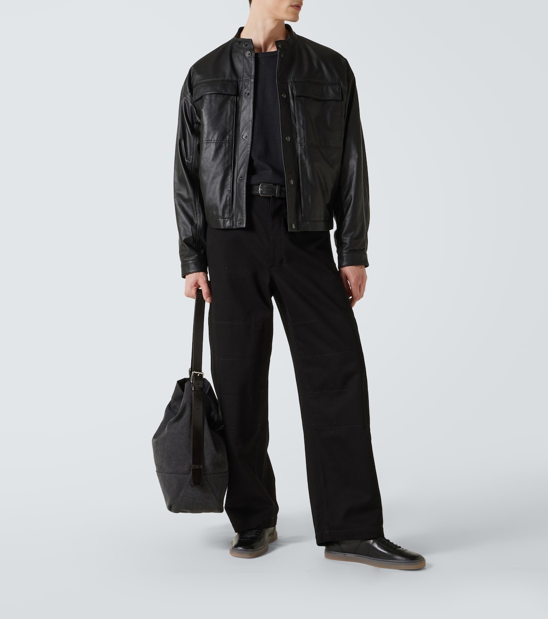 Lemaire - Leather-trimmed canvas tote bag