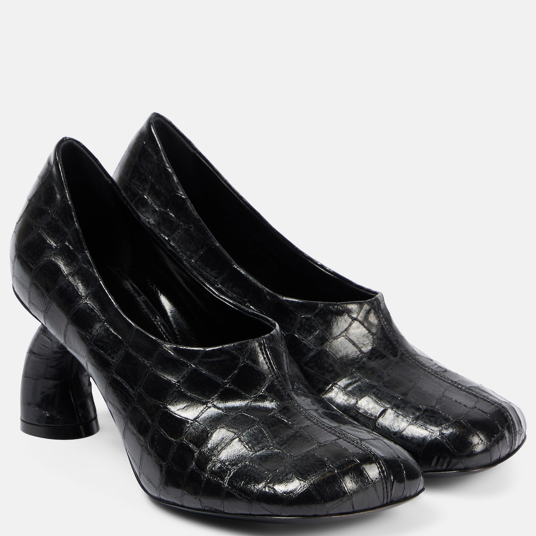 Dries Van Noten - 75 croc-effect metallic leather pumps