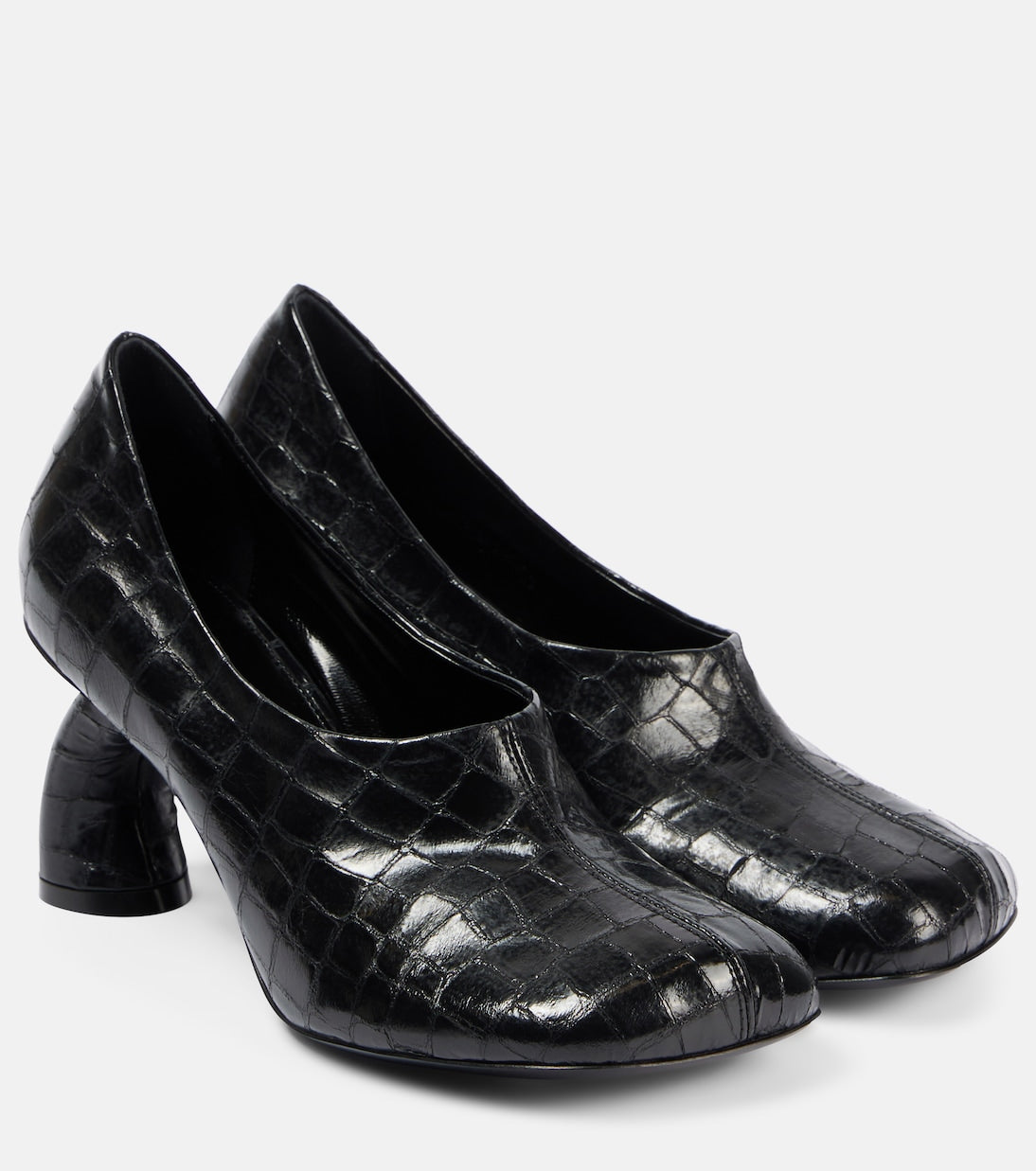 Dries Van Noten - 75 croc-effect metallic leather pumps
