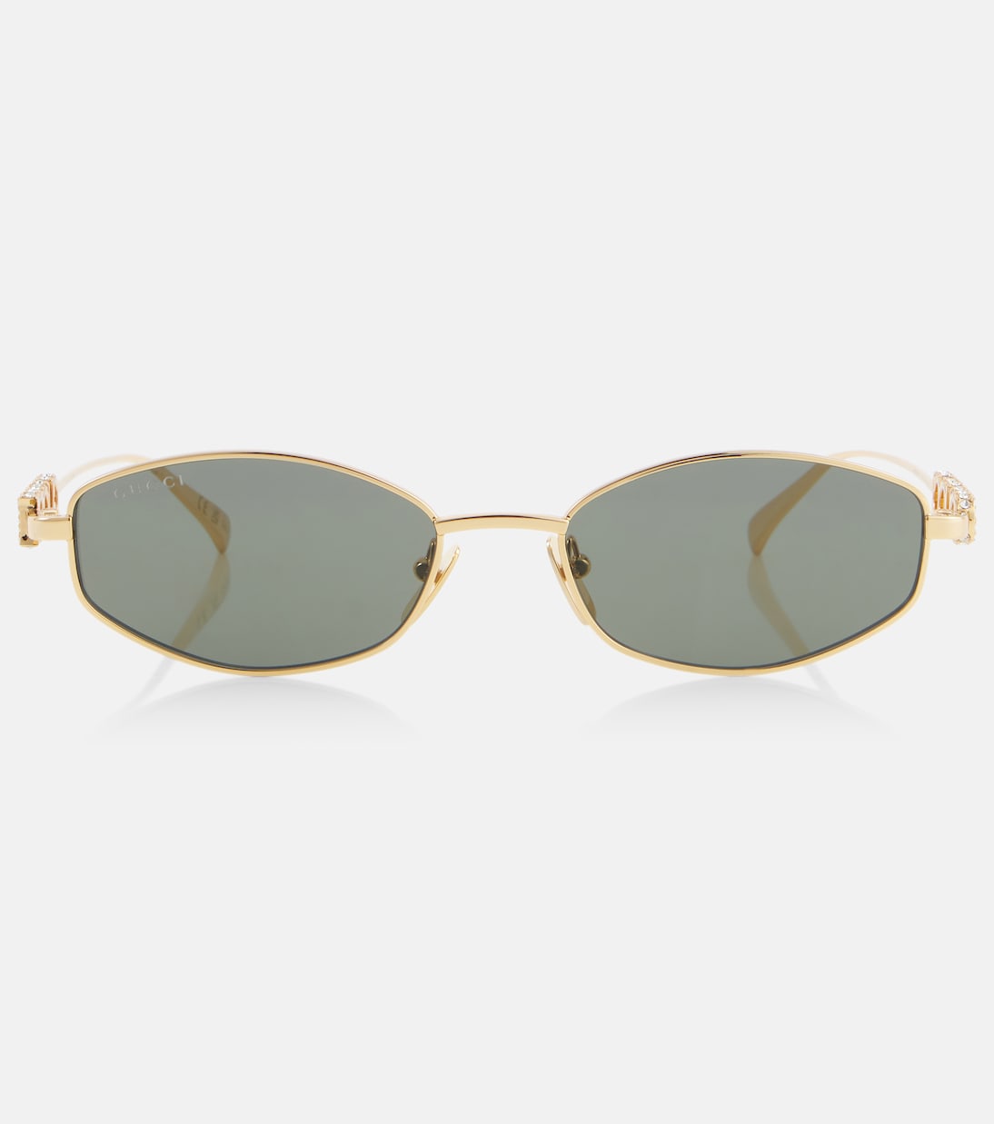 Gucci - Logo embellished oval sunglasses