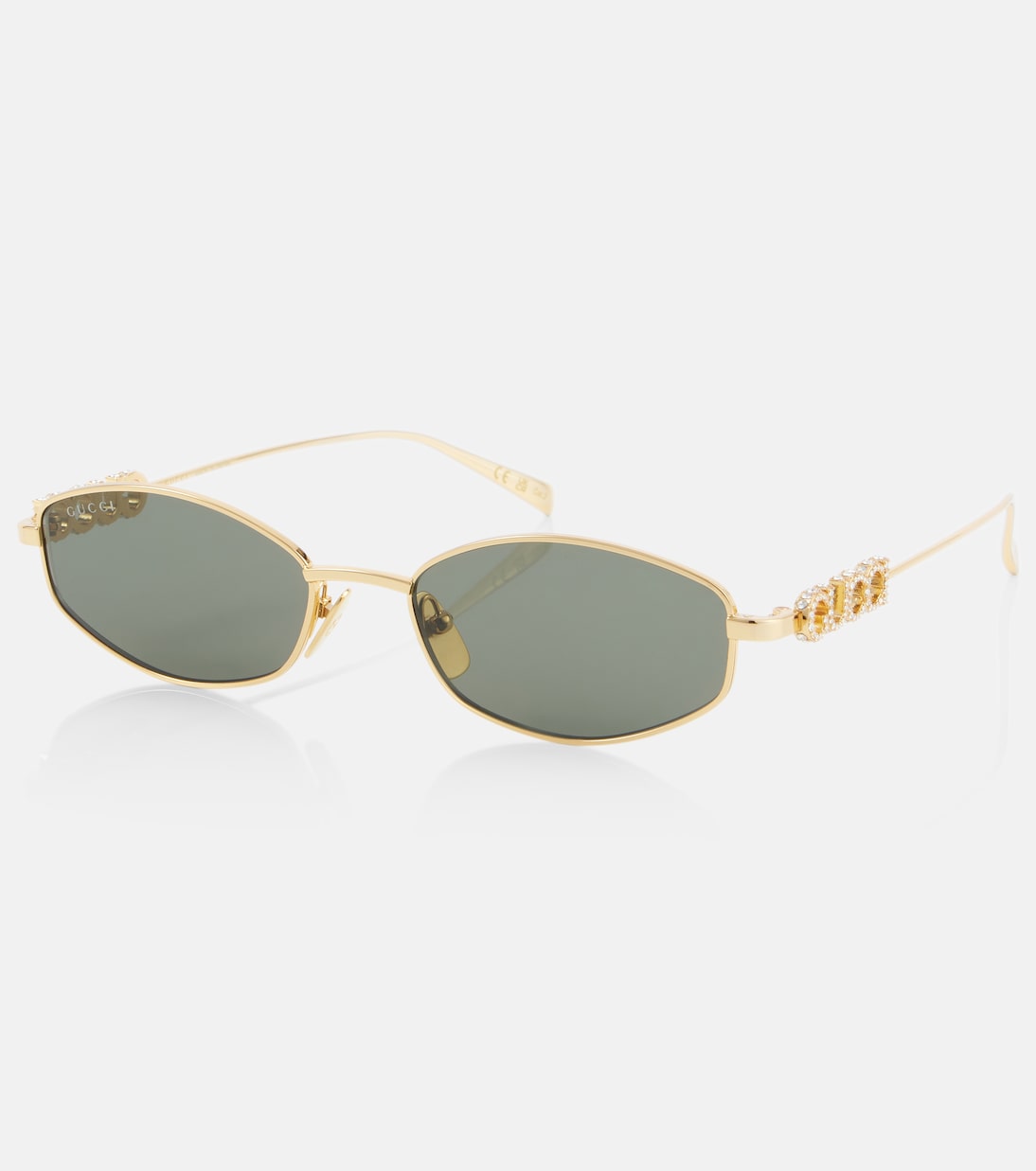 Gucci - Logo embellished oval sunglasses