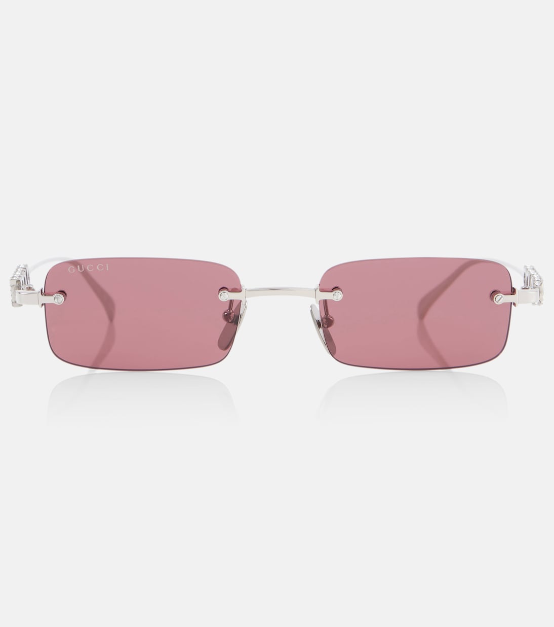 Gucci - Logo embellished rectangular sunglasses