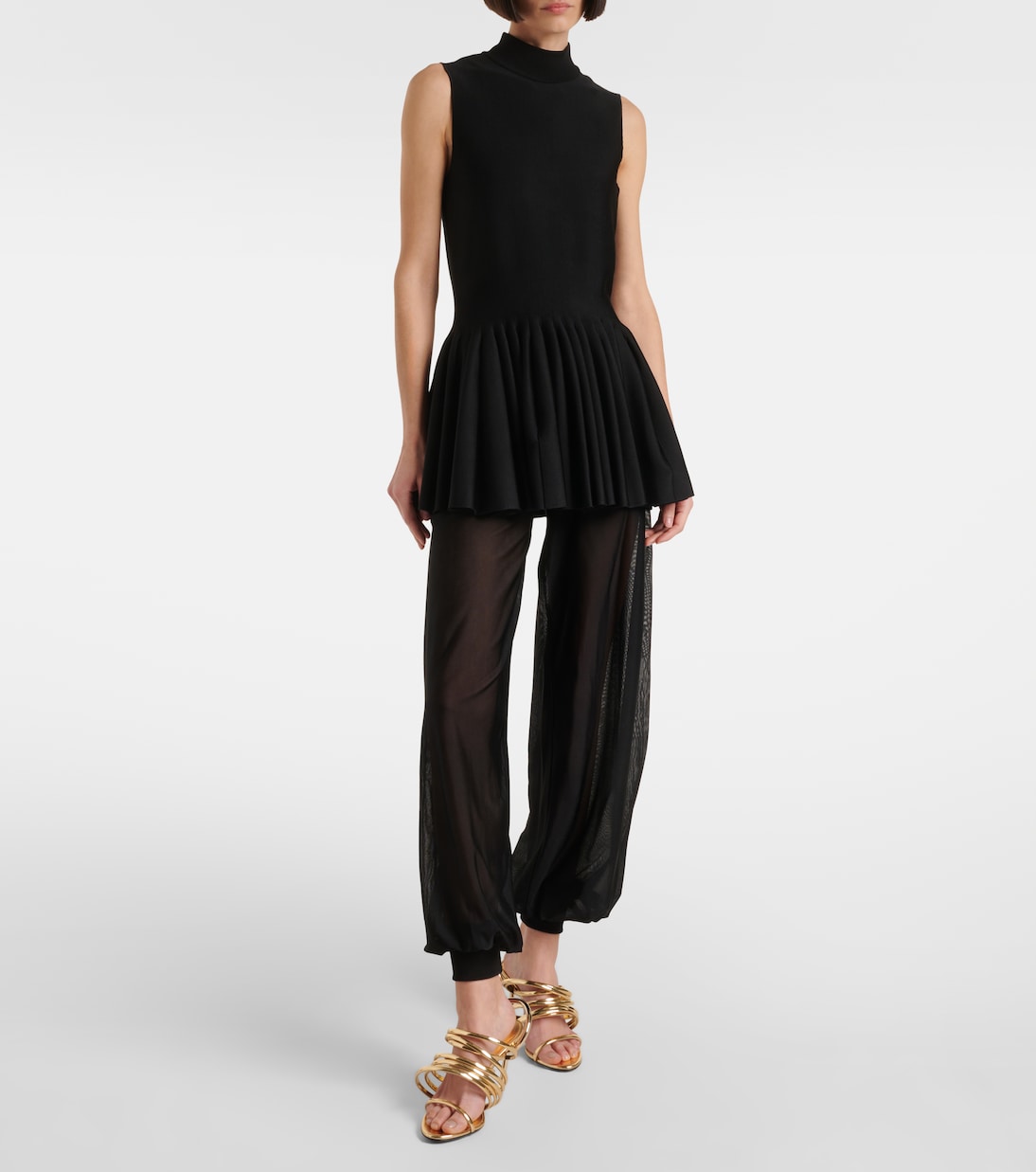 Alaïa - Spiral 90 metallic leather sandals