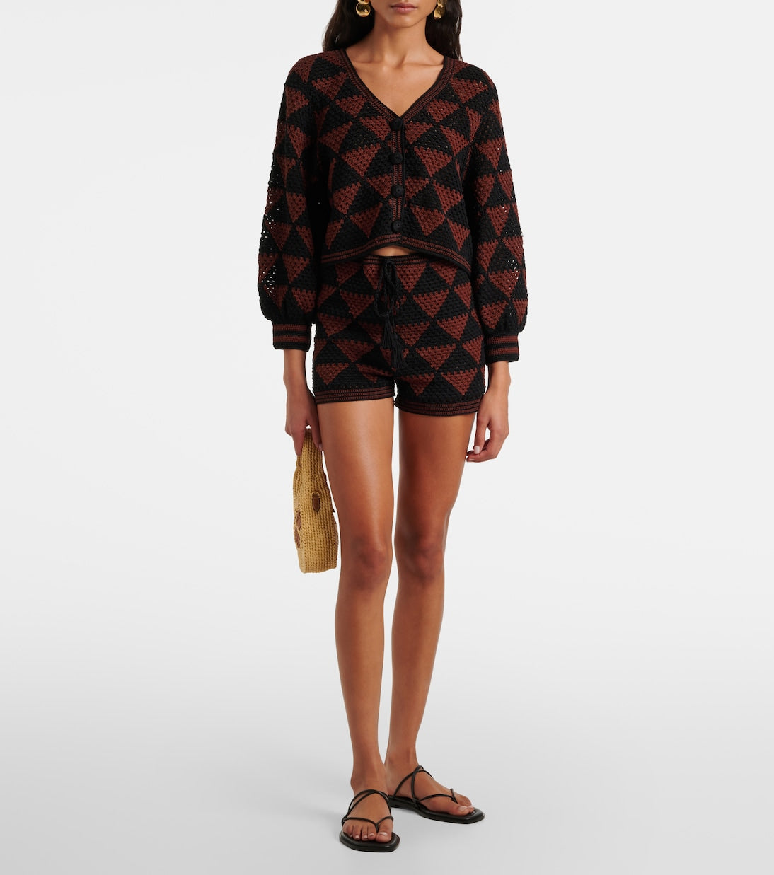 Anna Kosturova - Malia crochet high-rise cotton shorts