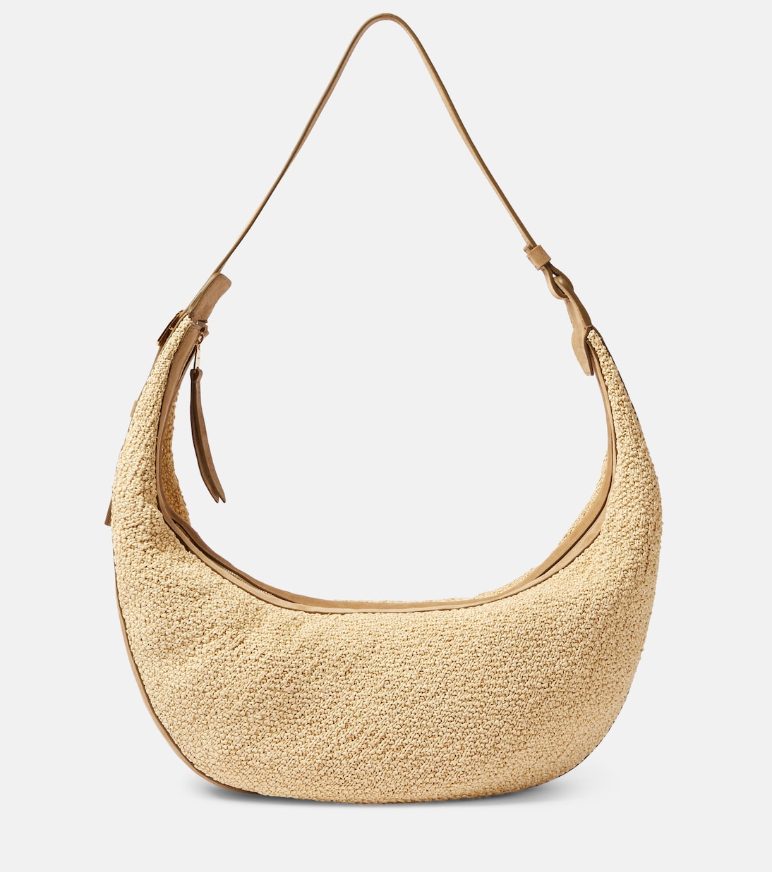 Khaite - Augustina suede-trimmed raffia shoulder bag