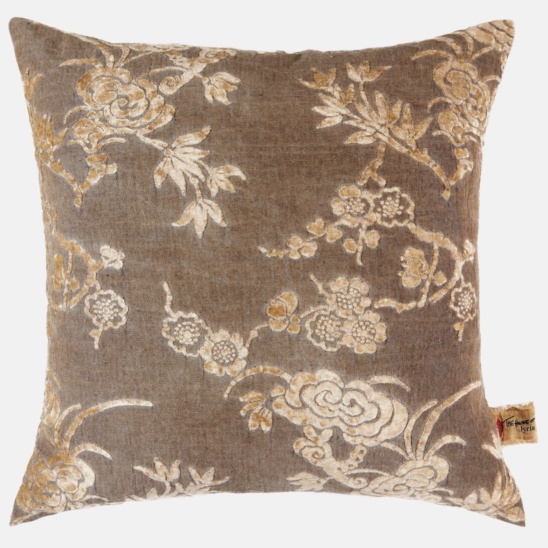 The House of Lyria - Scabiosa floral velvet jacquard cushion