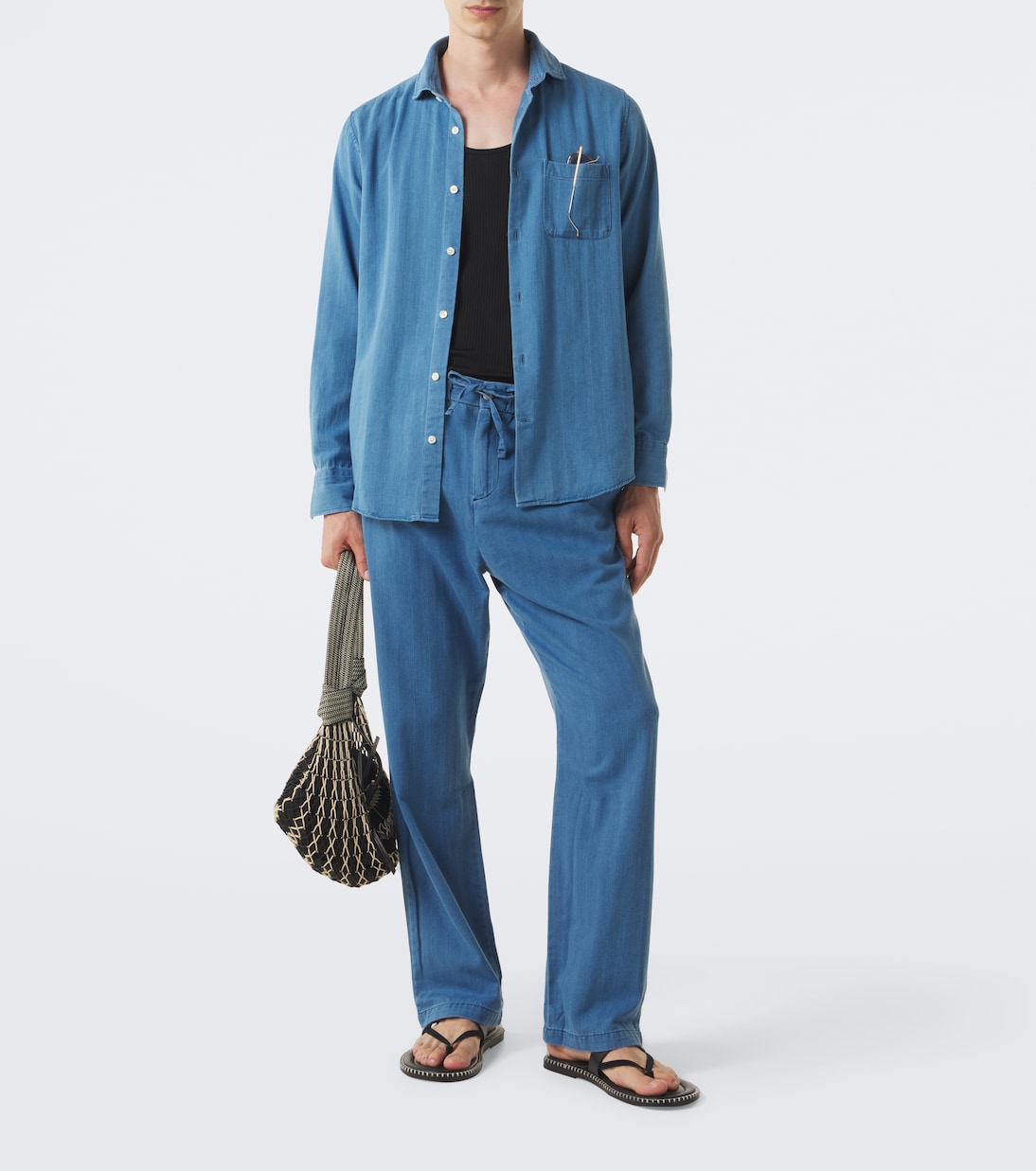 Frescobol Carioca - Emilio herringbone denim shirt