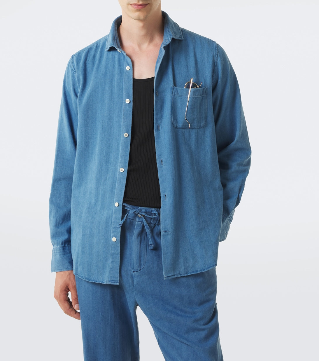 Frescobol Carioca - Emilio herringbone denim shirt