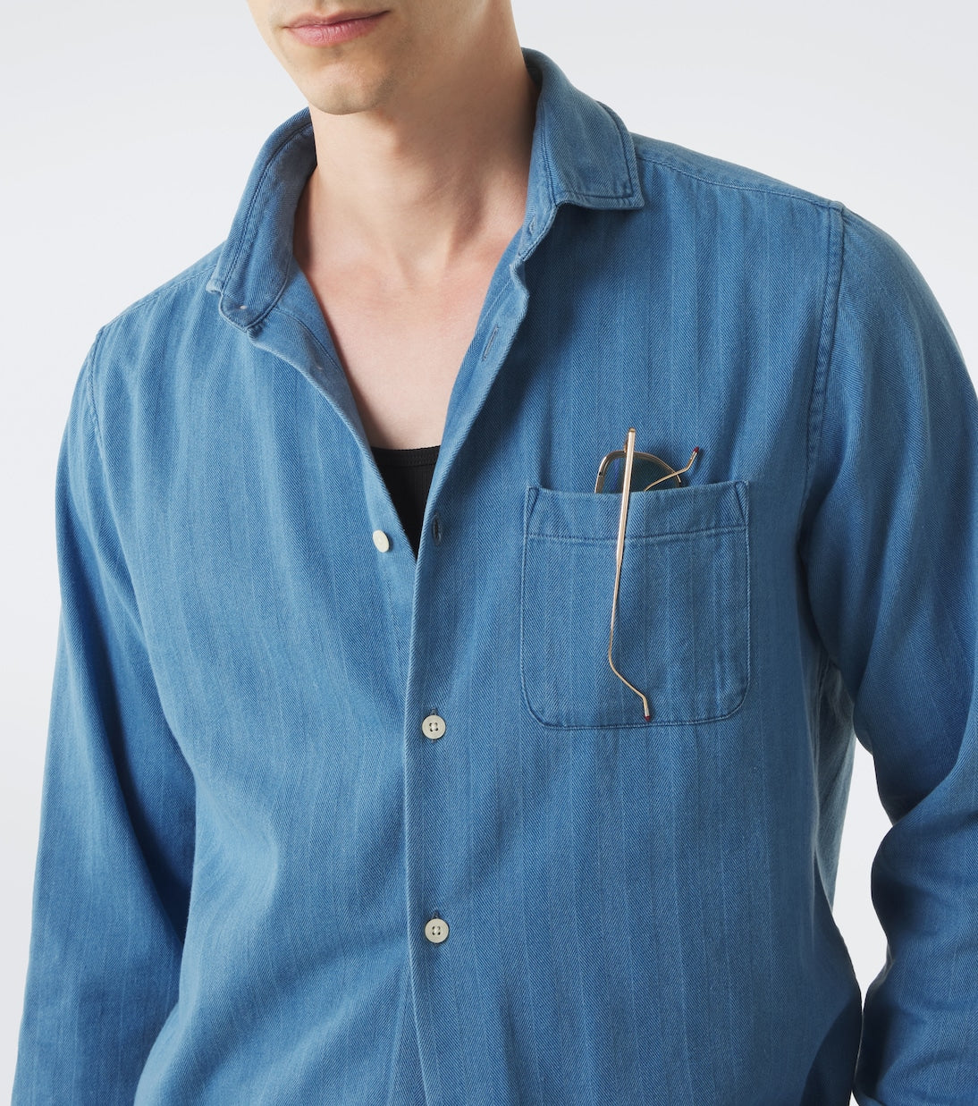 Frescobol Carioca - Emilio herringbone denim shirt