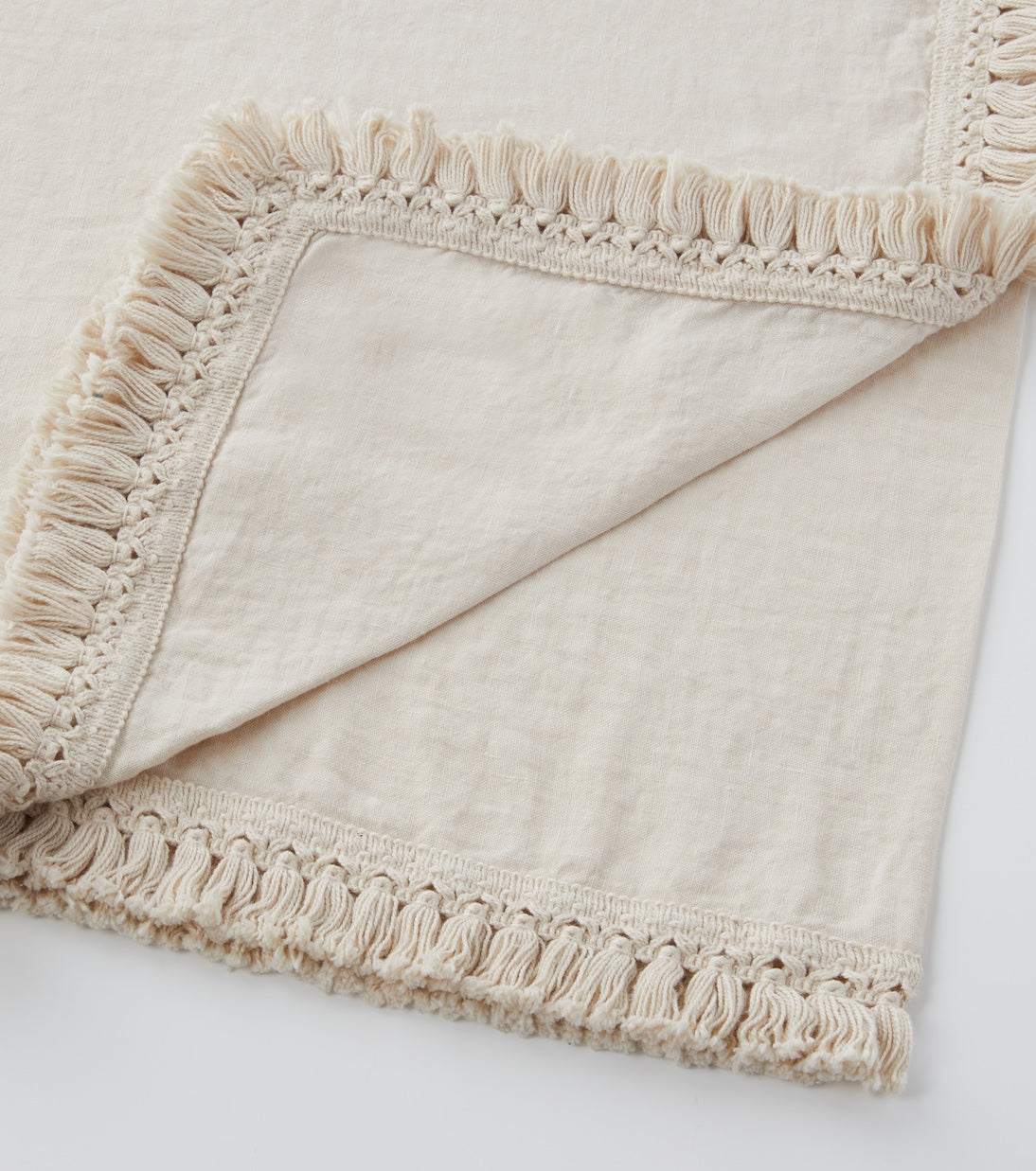 Once Milano - Medium fringed linen tablecloth