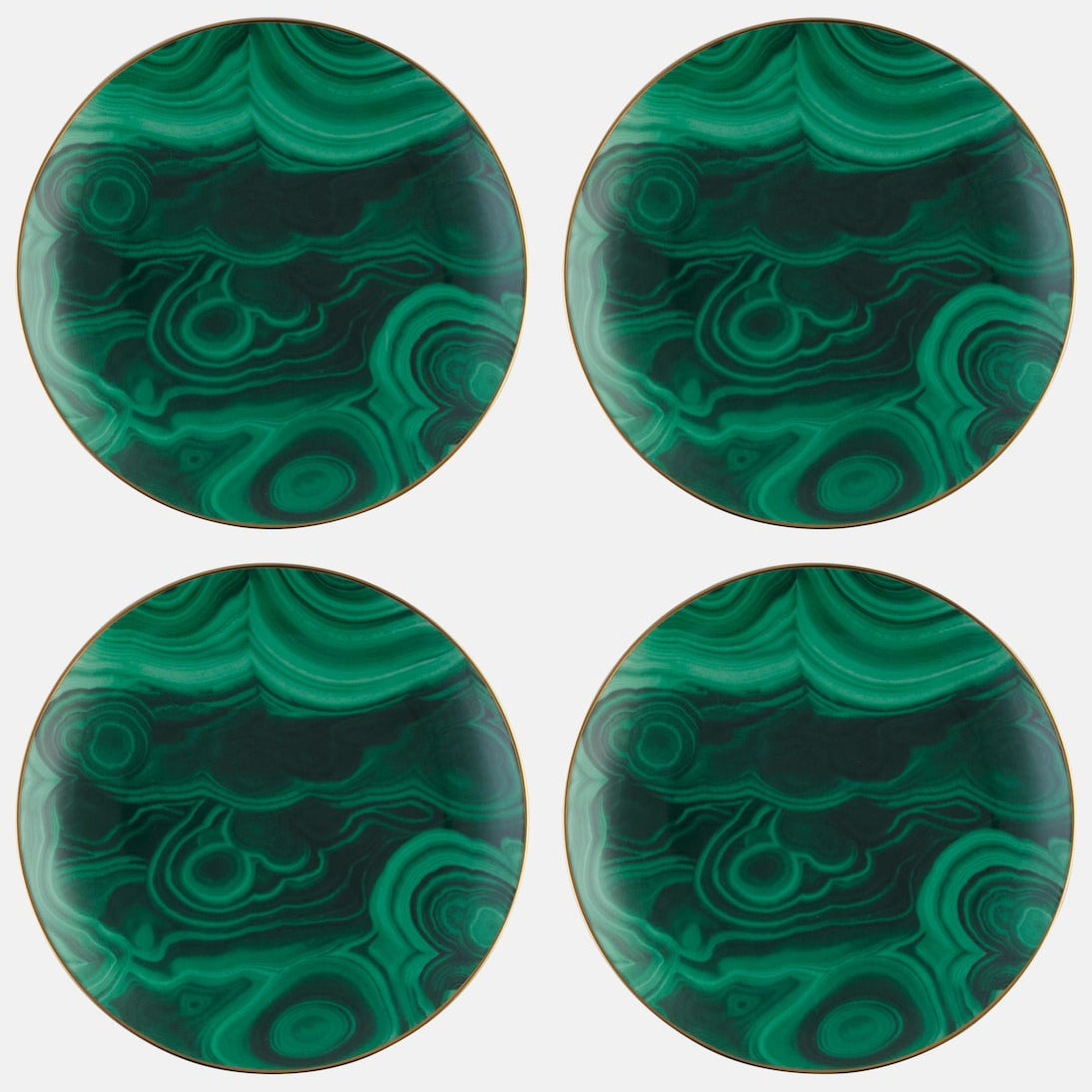 L'Objet - Malachite set of 4 canapé plates