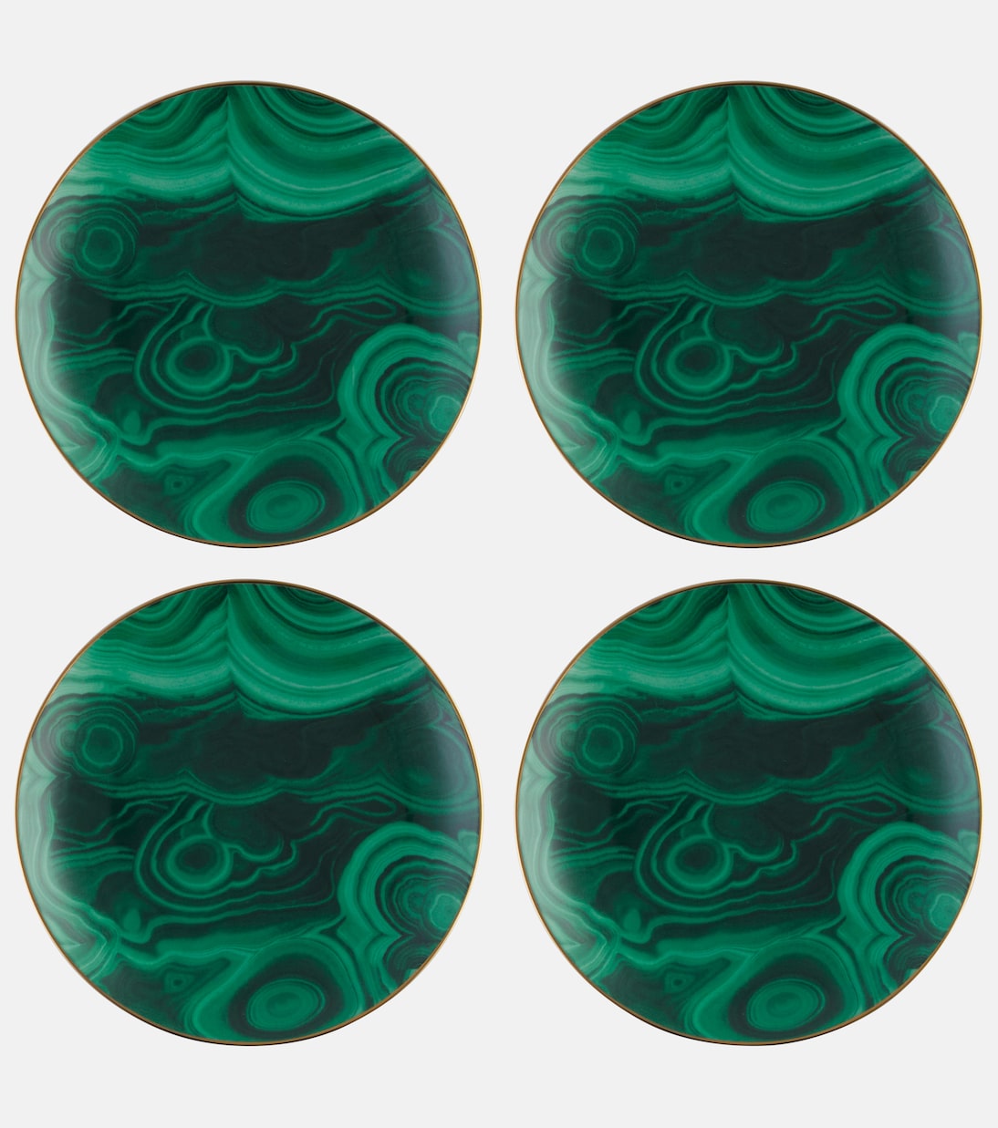 L'Objet - Malachite set of 4 canapé plates