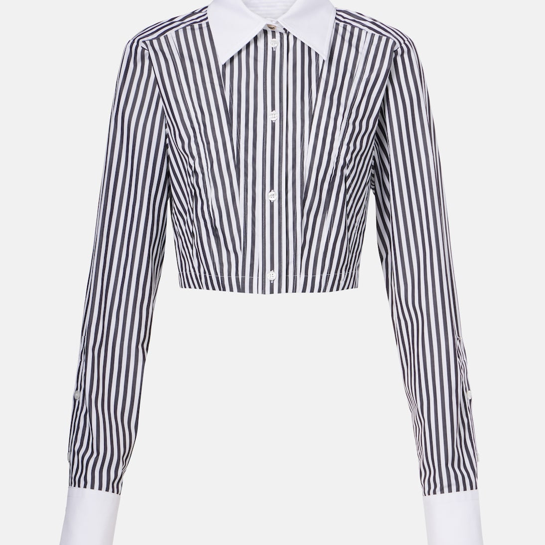 Sportmax - Cropped striped cotton poplin shirt