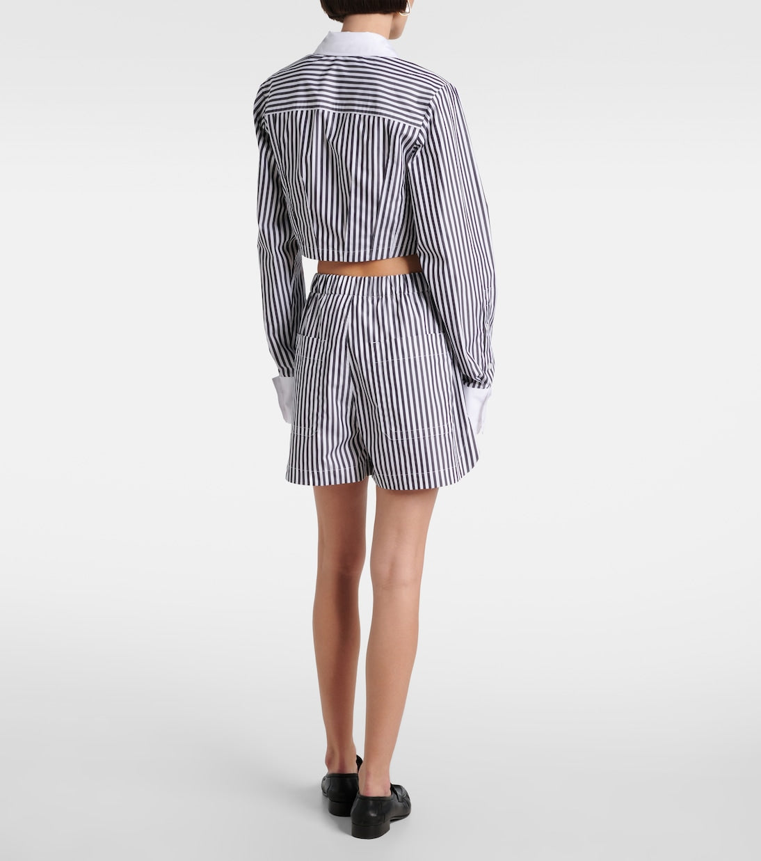 Sportmax - Cropped striped cotton poplin shirt