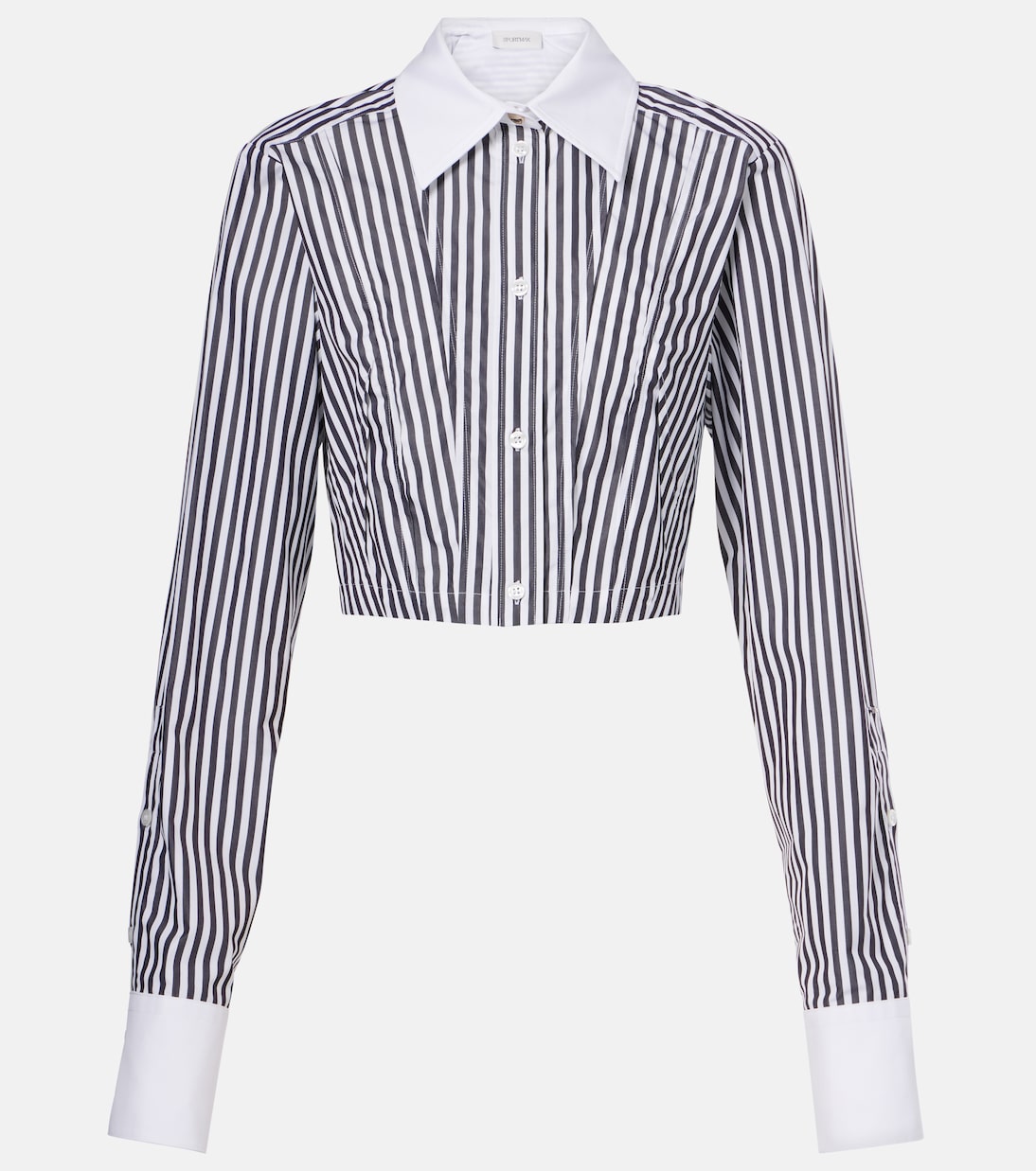 Sportmax - Cropped striped cotton poplin shirt