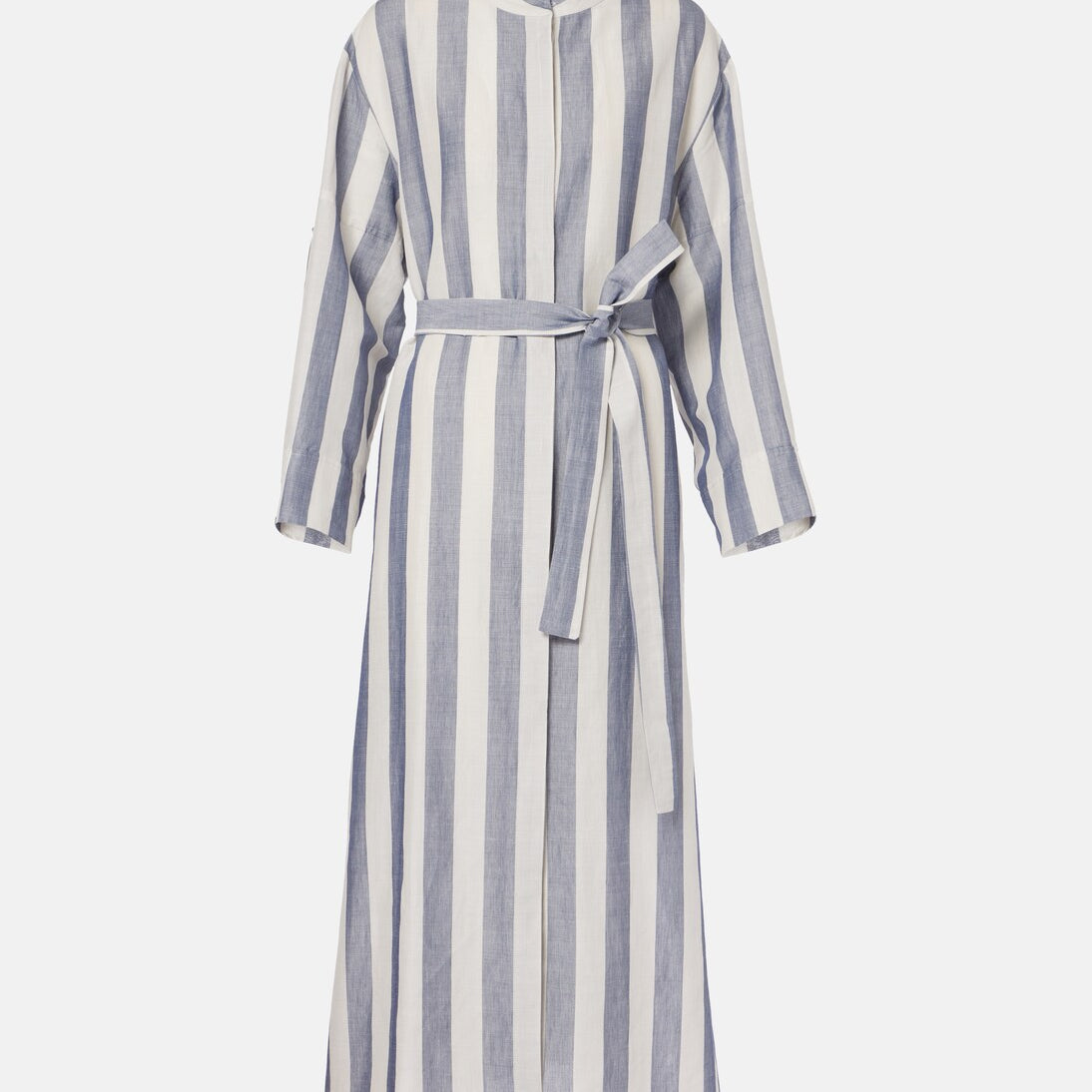 'S Max Mara - Rima striped ramie and cotton midi dress