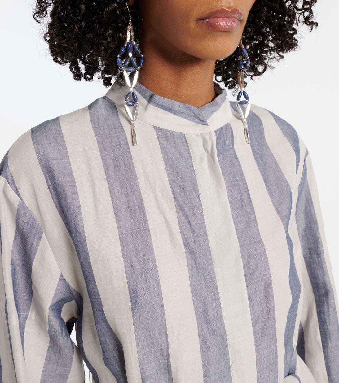 'S Max Mara - Rima striped ramie and cotton midi dress