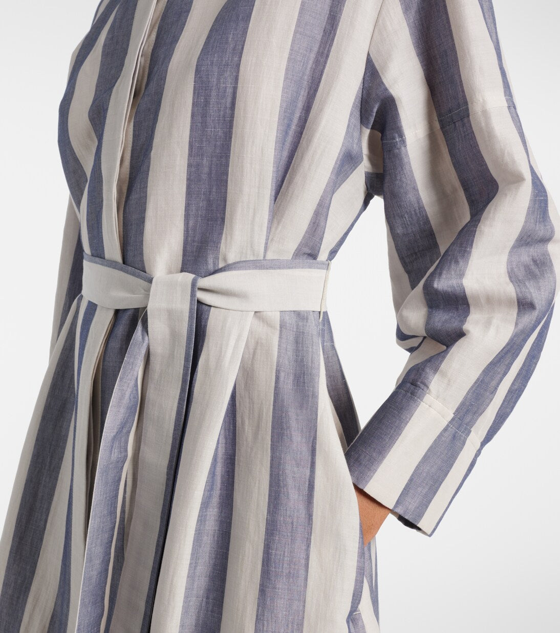 'S Max Mara - Rima striped ramie and cotton midi dress