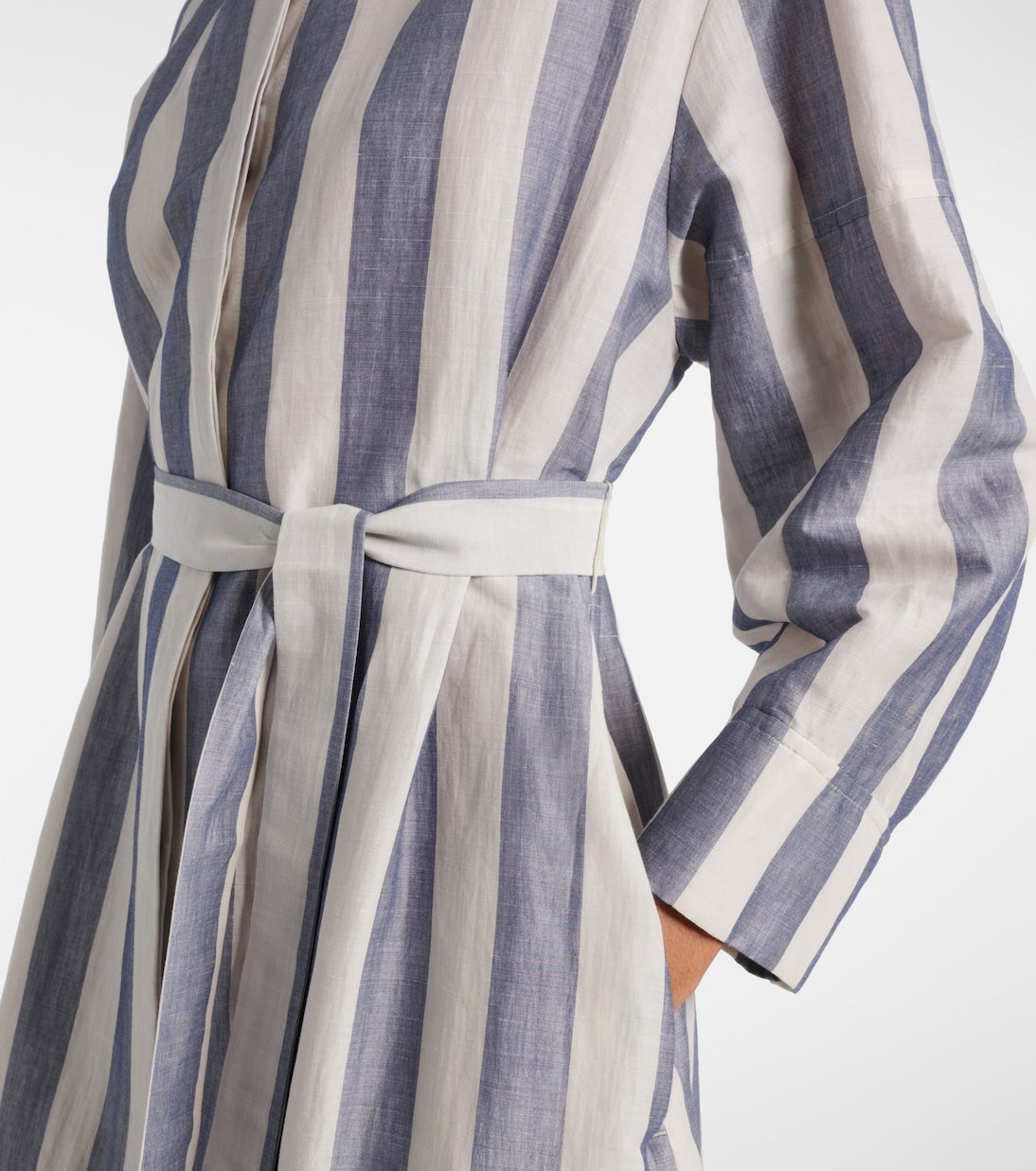 'S Max Mara - Rima striped ramie and cotton midi dress