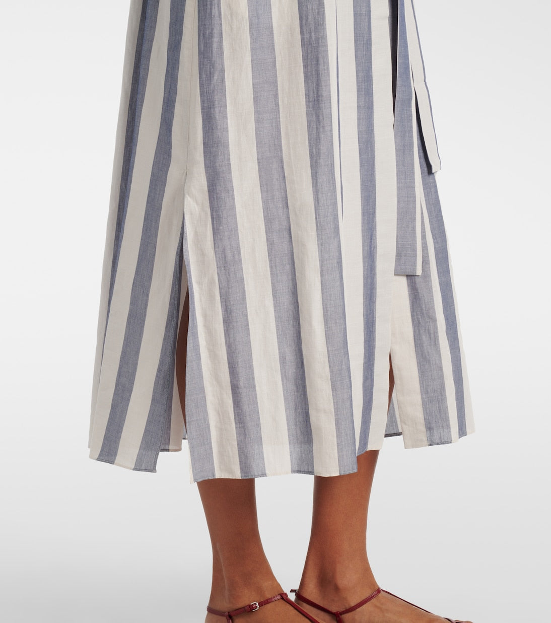 'S Max Mara - Rima striped ramie and cotton midi dress