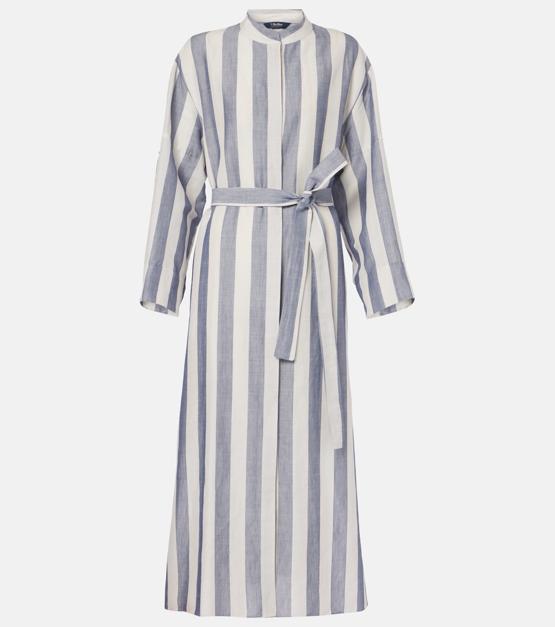 'S Max Mara - Rima striped ramie and cotton midi dress