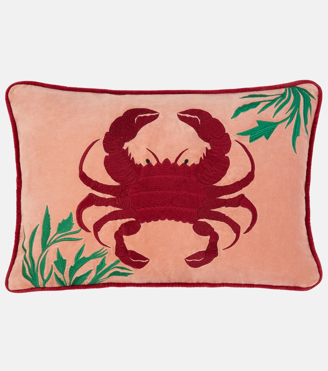Les-Ottomans - Crab embroidered velvet cushion