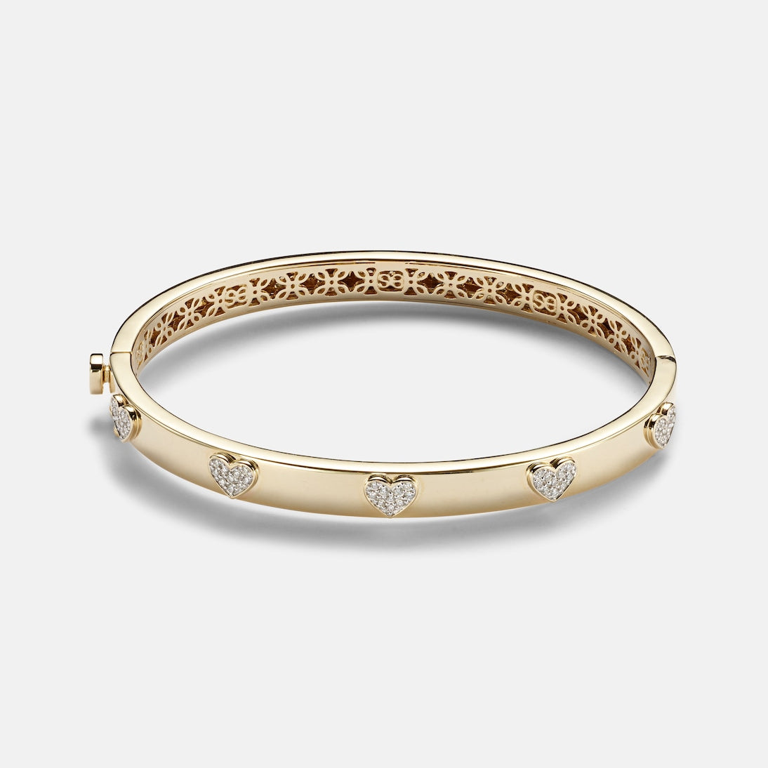Sydney Evan - Heart 14kt gold bangle with diamonds
