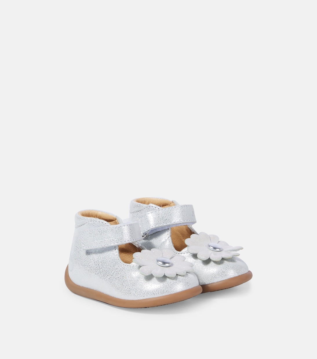Pom d'Api - Baby Stand-Up Daisy metallic leather booties