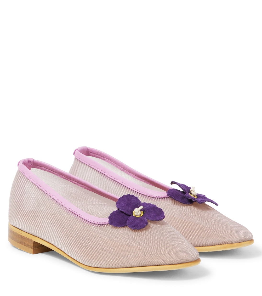 PèPè - Floral-appliqué mesh ballet flats