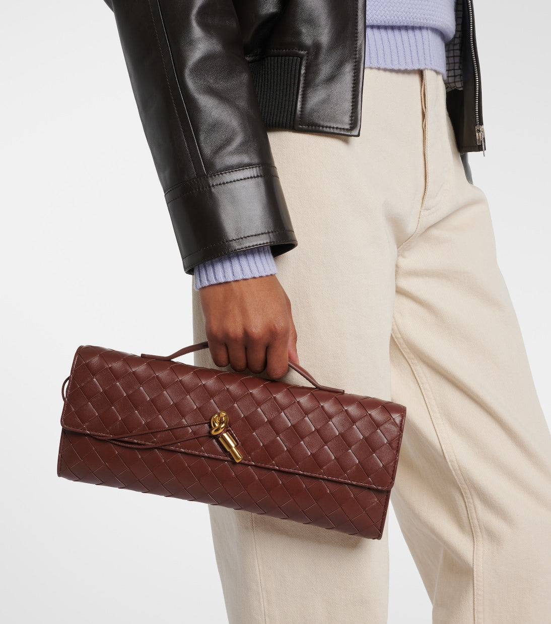 Bottega Veneta - Andiamo Knot Intrecciato leather clutch