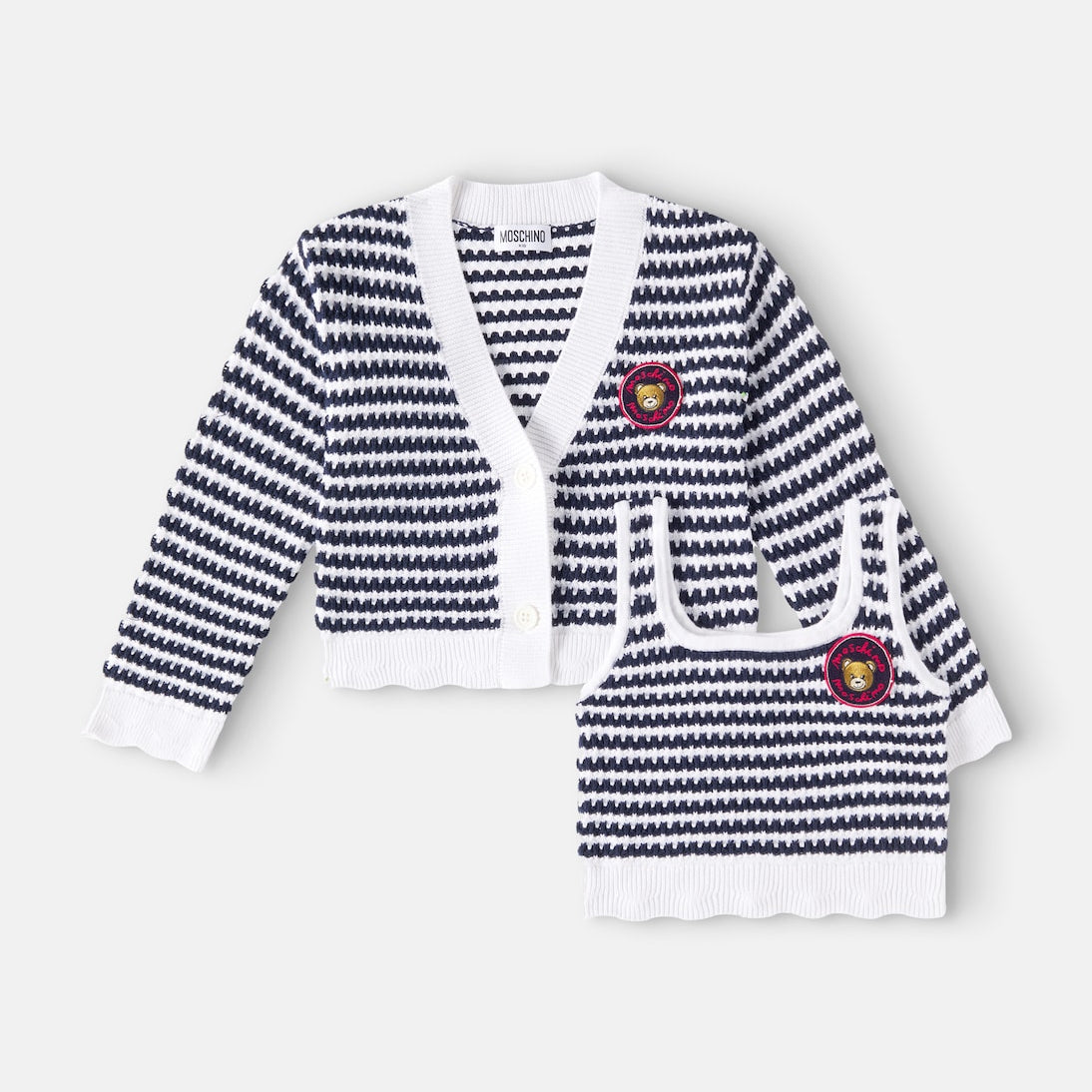 Moschino Kids - Striped cotton top and cardigan set