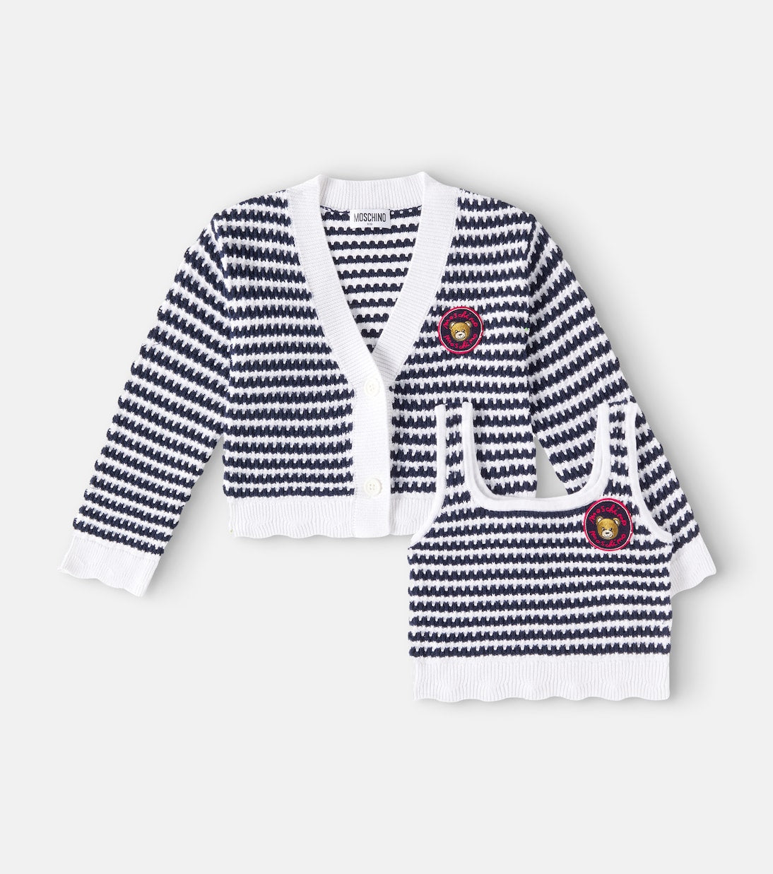 Moschino Kids - Striped cotton top and cardigan set