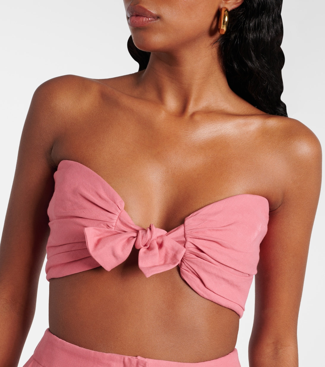 Tove - Awa linen and cotton-blend bra top